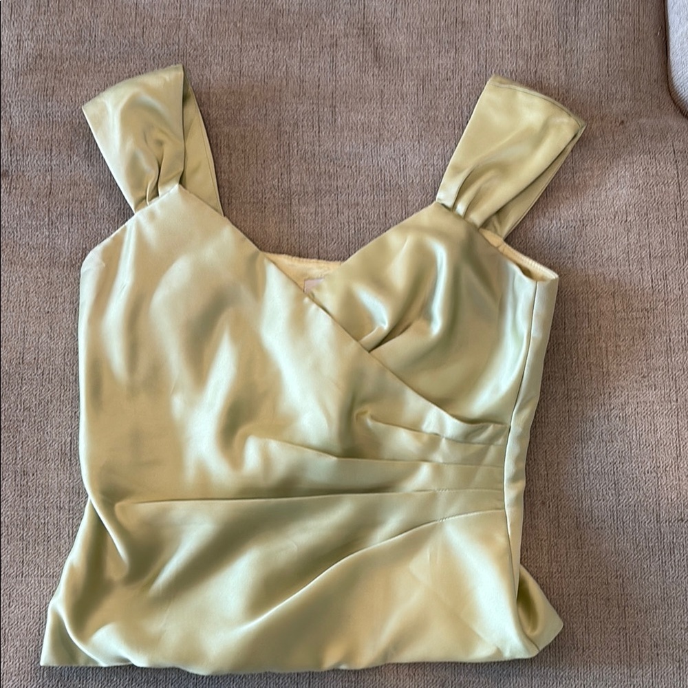 Patra Green Asymmetrical Fitted Tank Top